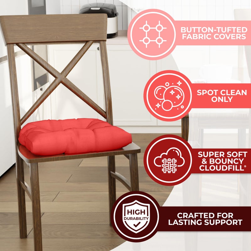 Klear Vu وسائد كراسي طعام غير قابلة للانزلاق من كليار فيو، مبطنة بشكل زائد، عالمية للاستخدام في المطبخ أو المكتب، وسادة مقعد على شكل حرف U، 17x17 بوصة، 2 قطعة (عبوة من 1)، لون مرجاني صلب - Image 2